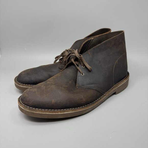 CLARKS Bushacre 2 Dark Brown Leather Desert Chukka Boots Men\'s Size 13 WIDE main image 6